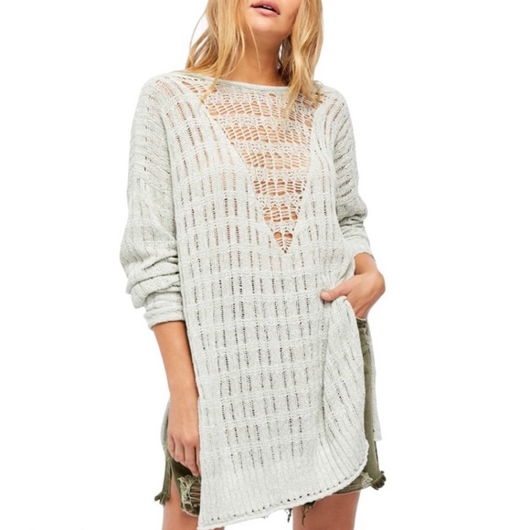 FREE PEOPLE Pretty in Pointelle Tunic Sweater - Picture 1 of 11